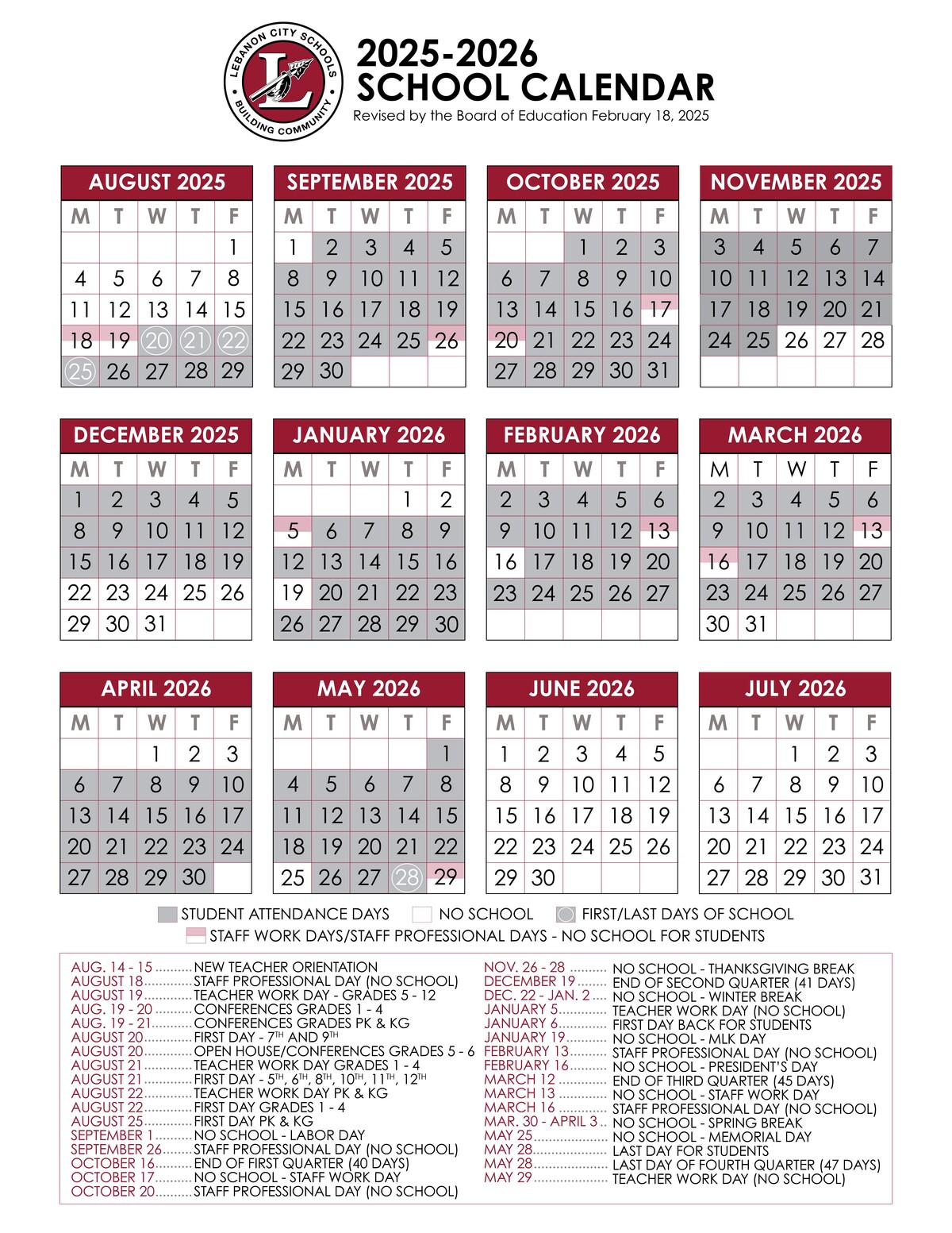 academic calendar image